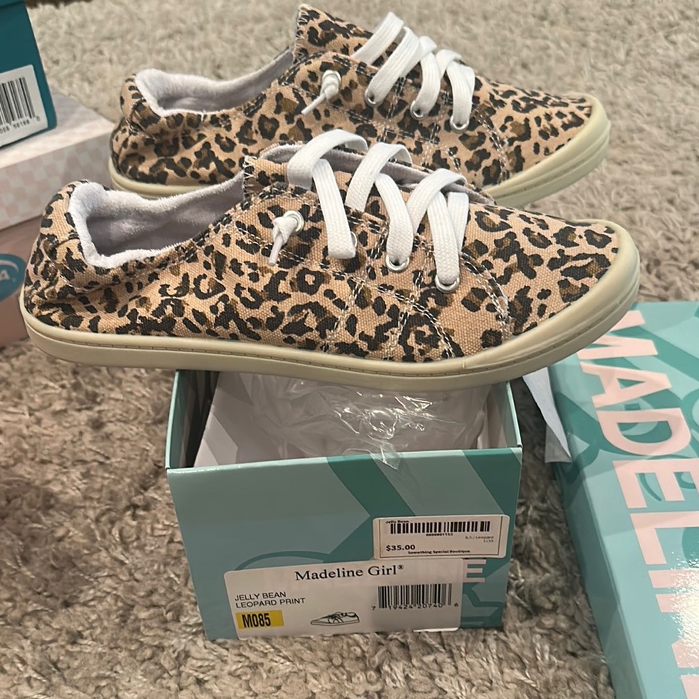 Madeline Girl Jelly Bean Leopard Print Sneakers